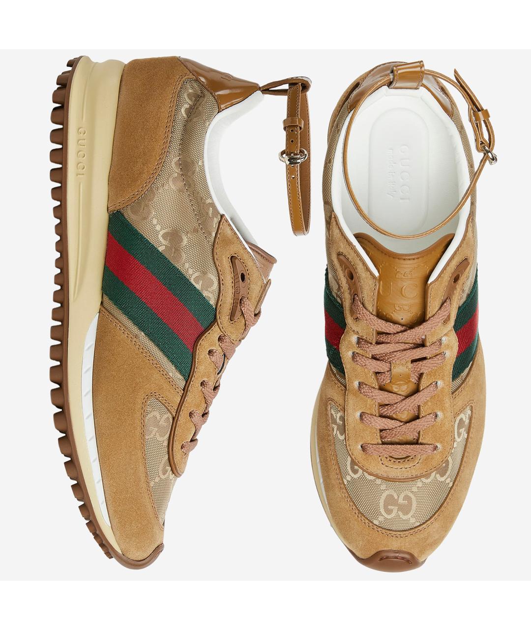GUCCI Коричневые замшевые кроссовки, фото 5