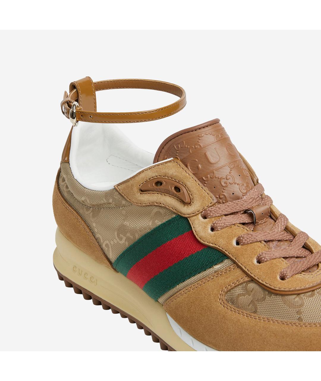 GUCCI Коричневые замшевые кроссовки, фото 3