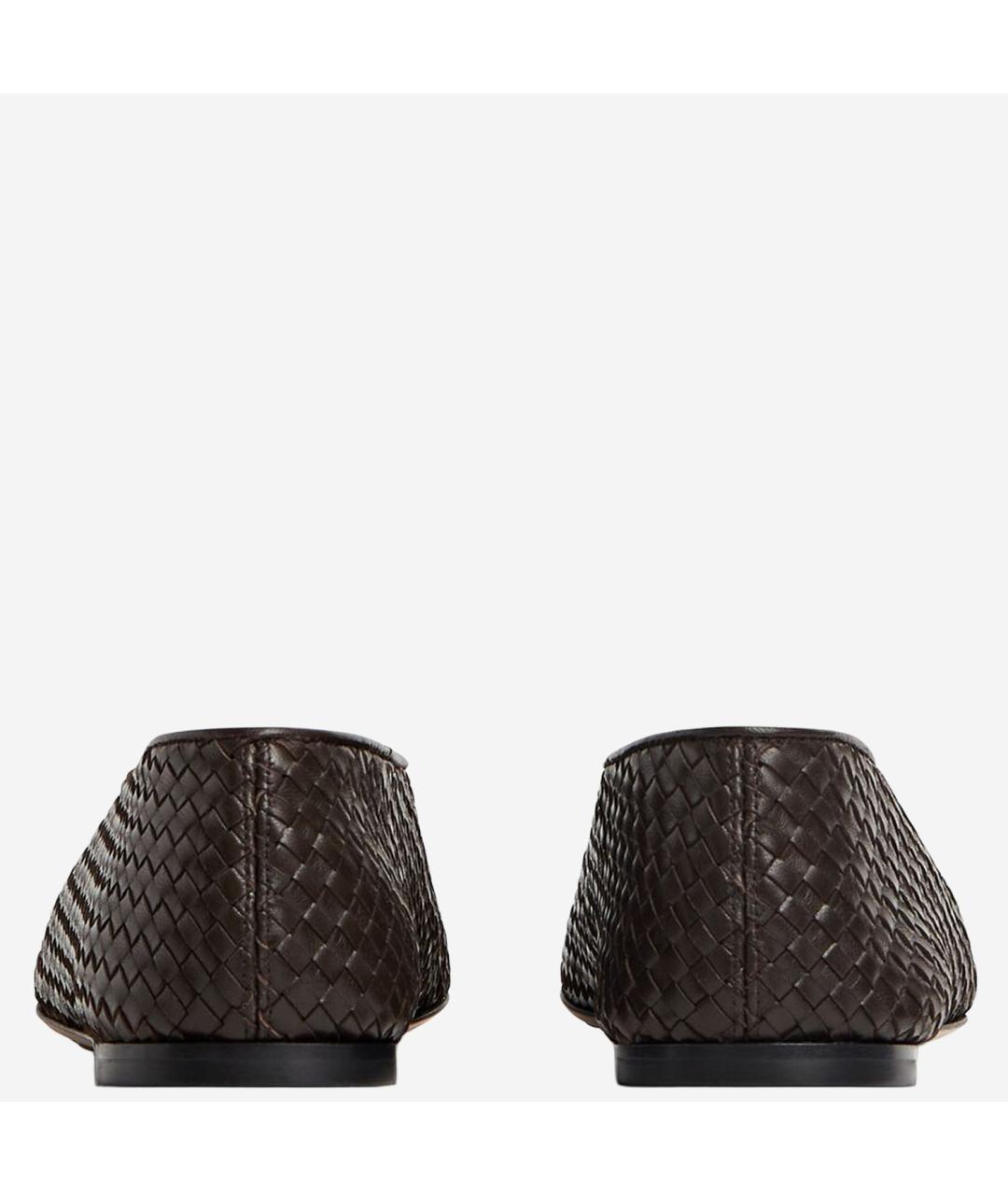 BOTTEGA VENETA Коричневые кожаные балетки, фото 3