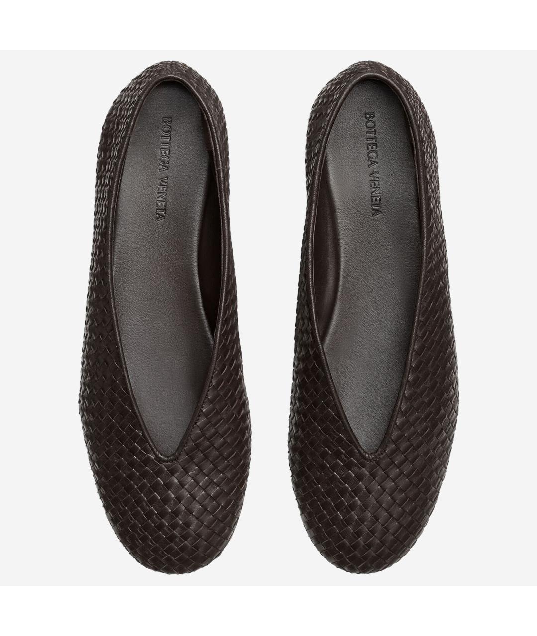 BOTTEGA VENETA Коричневые кожаные балетки, фото 4
