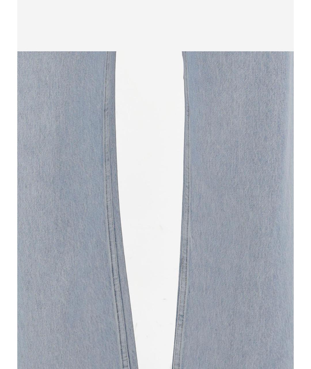 GUCCI Голубые хлопковые прямые джинсы, фото 3