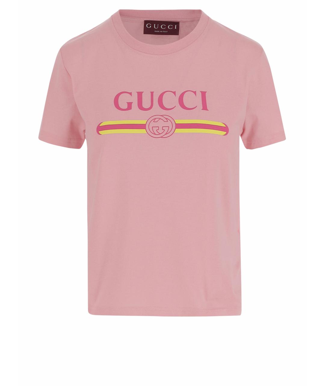 GUCCI Розовая хлопковая футболка, фото 1