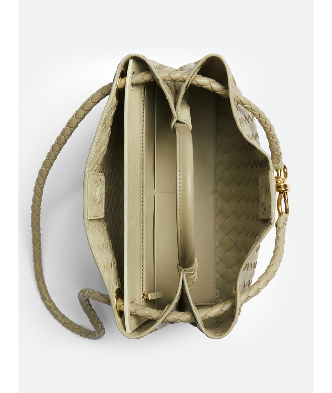 BOTTEGA VENETA Зеленая кожаная сумка тоут, фото 3