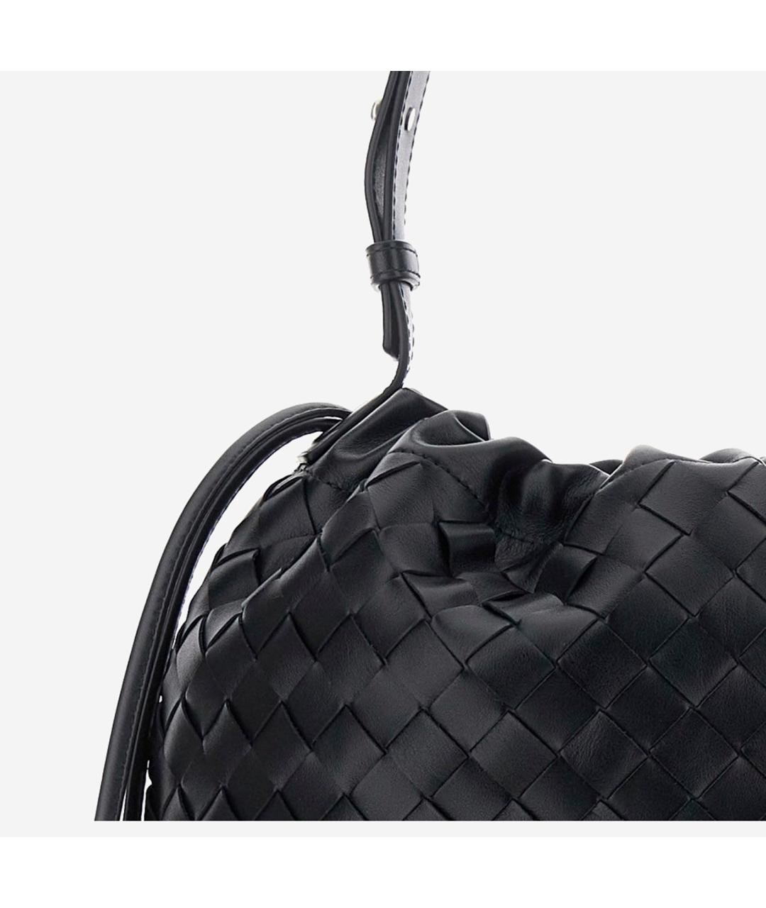 BOTTEGA VENETA Черная кожаная сумка на плечо, фото 4