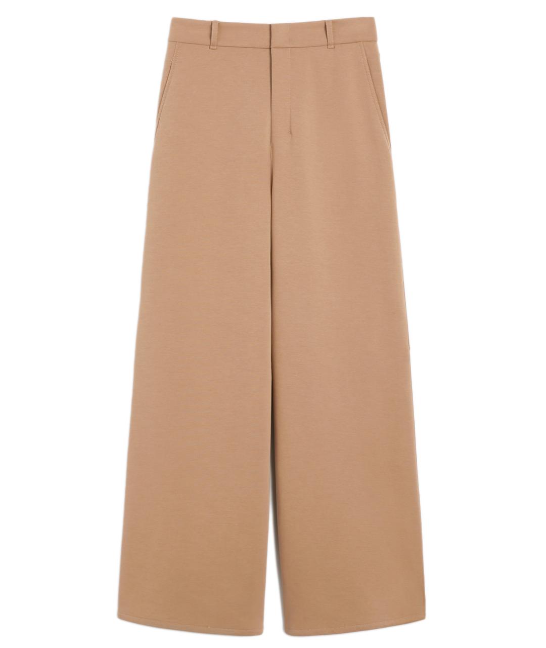 'S MAX MARA Бежевые хлопко-эластановые прямые брюки, фото 1