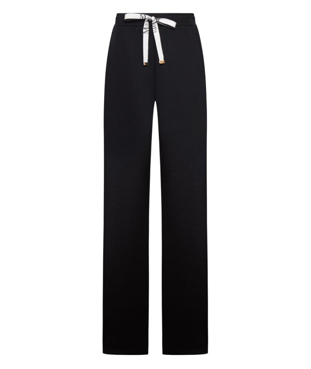 'S MAX MARA Черные хлопко-эластановые прямые брюки, фото 1