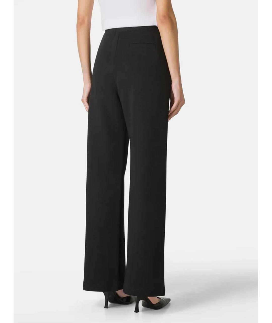 'S MAX MARA Черные хлопко-эластановые прямые брюки, фото 4