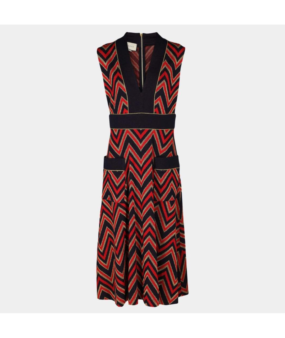 GUCCI Мульти шерстяное повседневное платье, фото 9