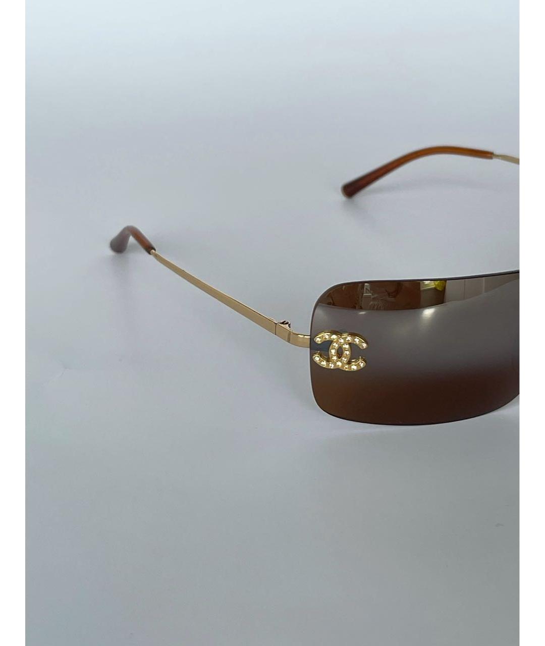 CHANEL Коричневые металлические солнцезащитные очки, фото 2