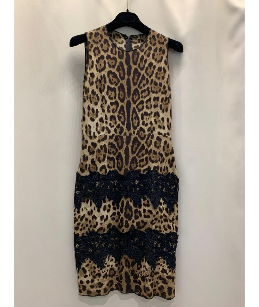 DOLCE&GABBANA Коричневое шелковое коктейльное платье, фото 2