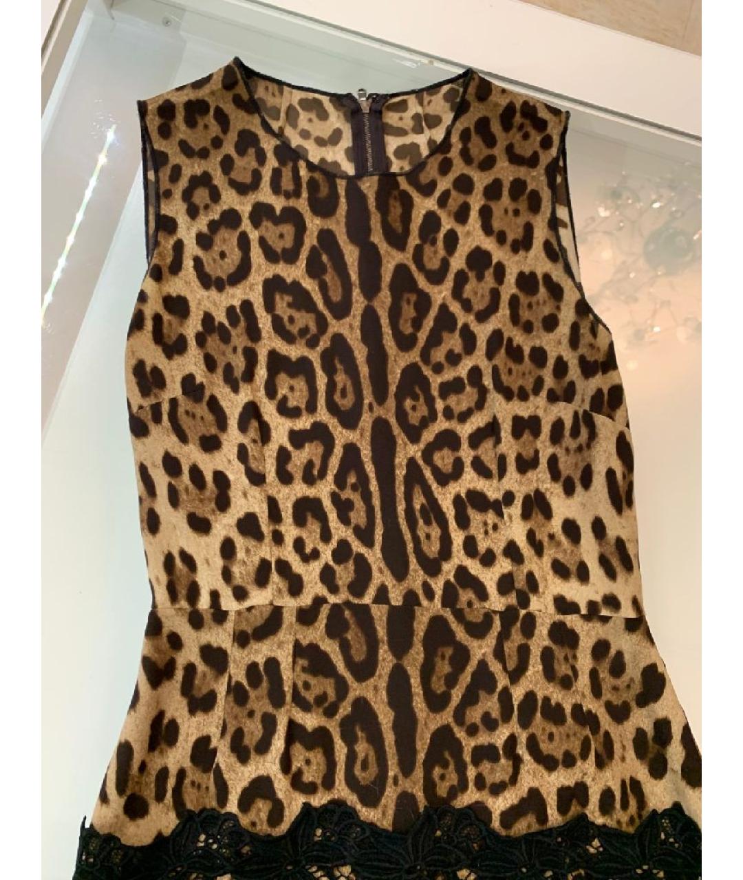 DOLCE&GABBANA Коричневое шелковое коктейльное платье, фото 4