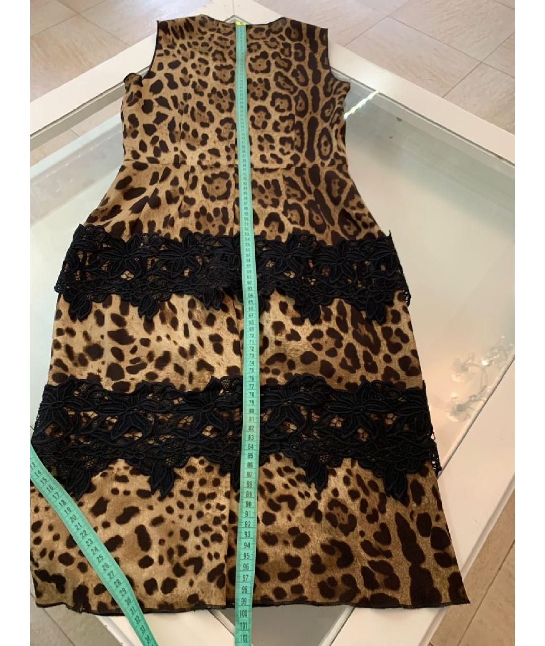 DOLCE&GABBANA Коричневое шелковое коктейльное платье, фото 9