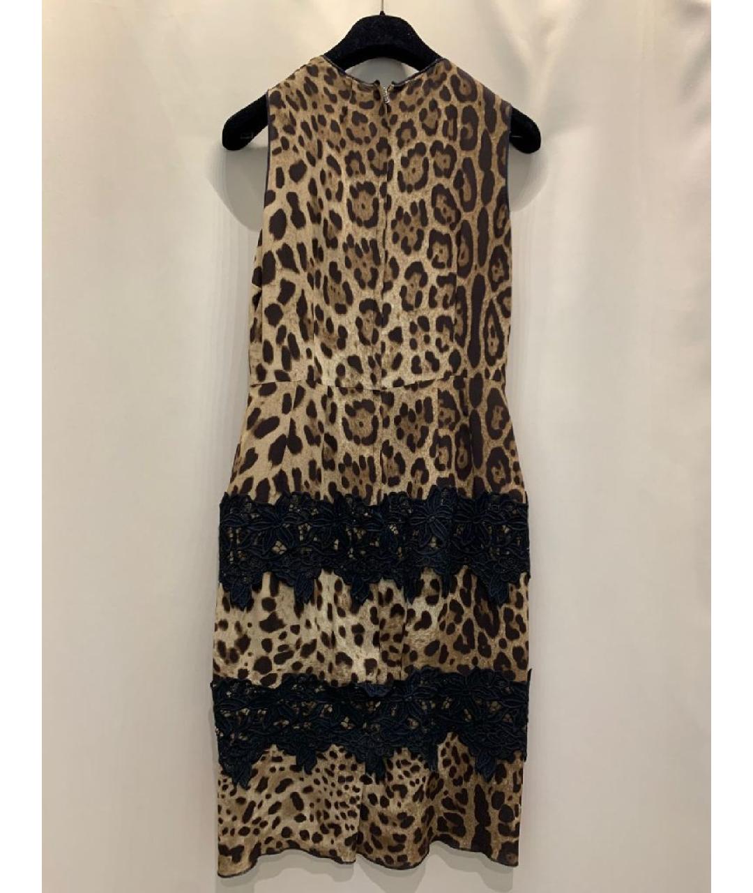 DOLCE&GABBANA Коричневое шелковое коктейльное платье, фото 3
