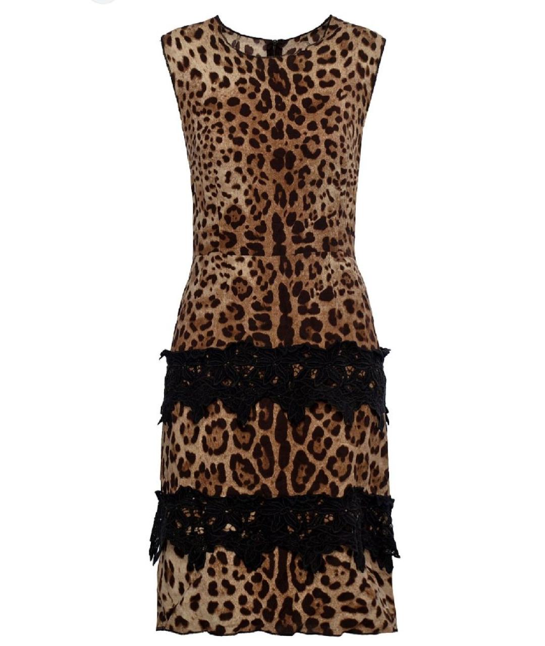 DOLCE&GABBANA Коричневое шелковое коктейльное платье, фото 10