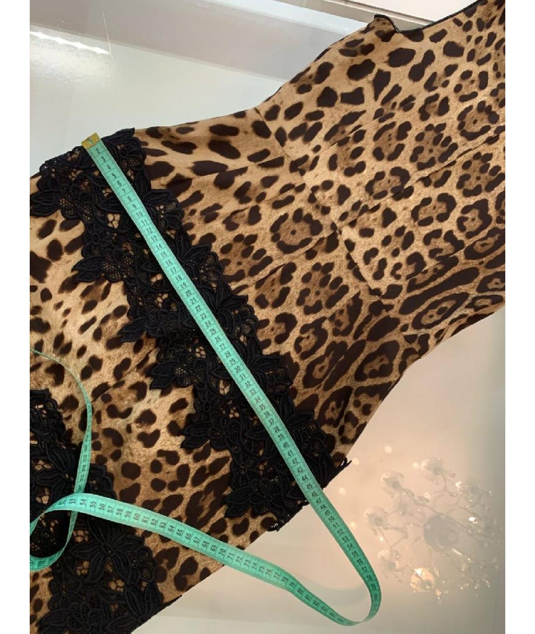 DOLCE&GABBANA Коричневое шелковое коктейльное платье, фото 8