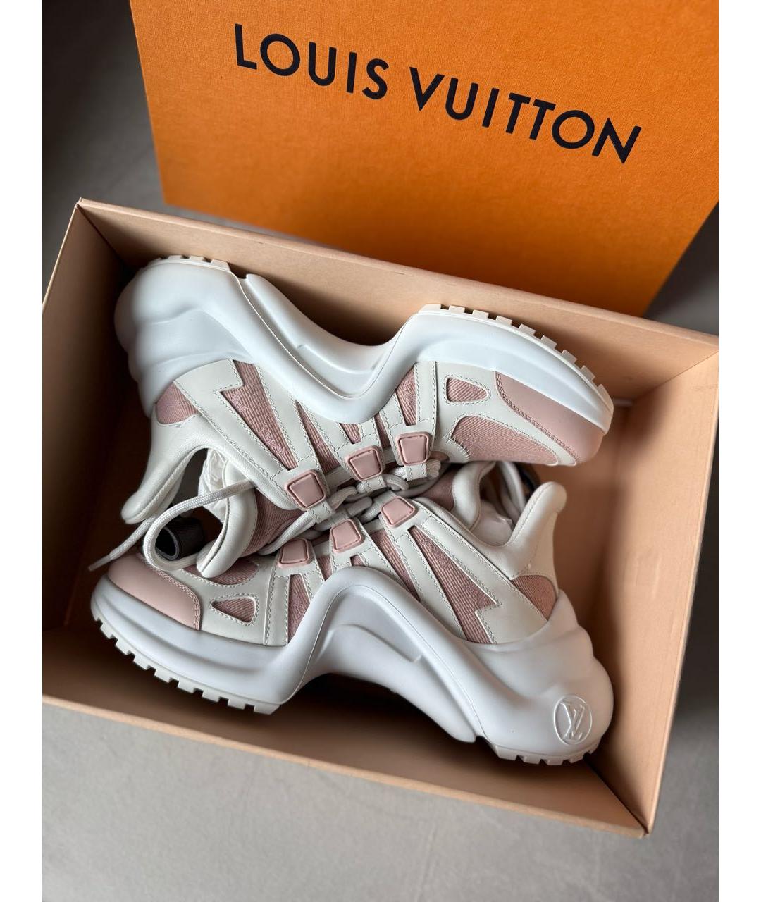 LOUIS VUITTON Розовые кожаные кроссовки, фото 2