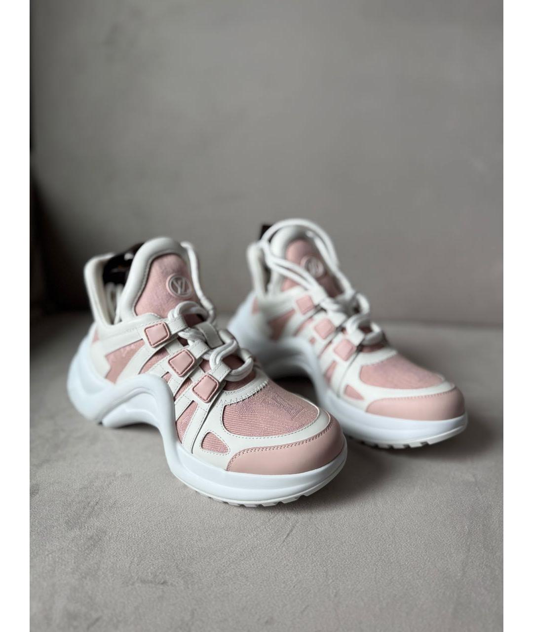 LOUIS VUITTON Розовые кожаные кроссовки, фото 8
