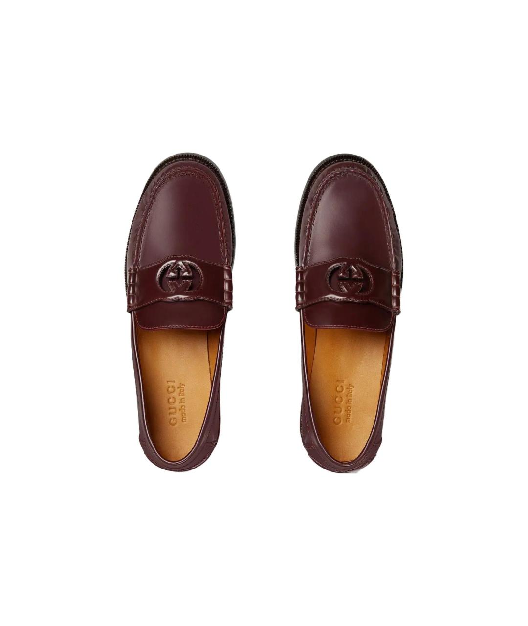 GUCCI Бордовые кожаные лоферы, фото 3