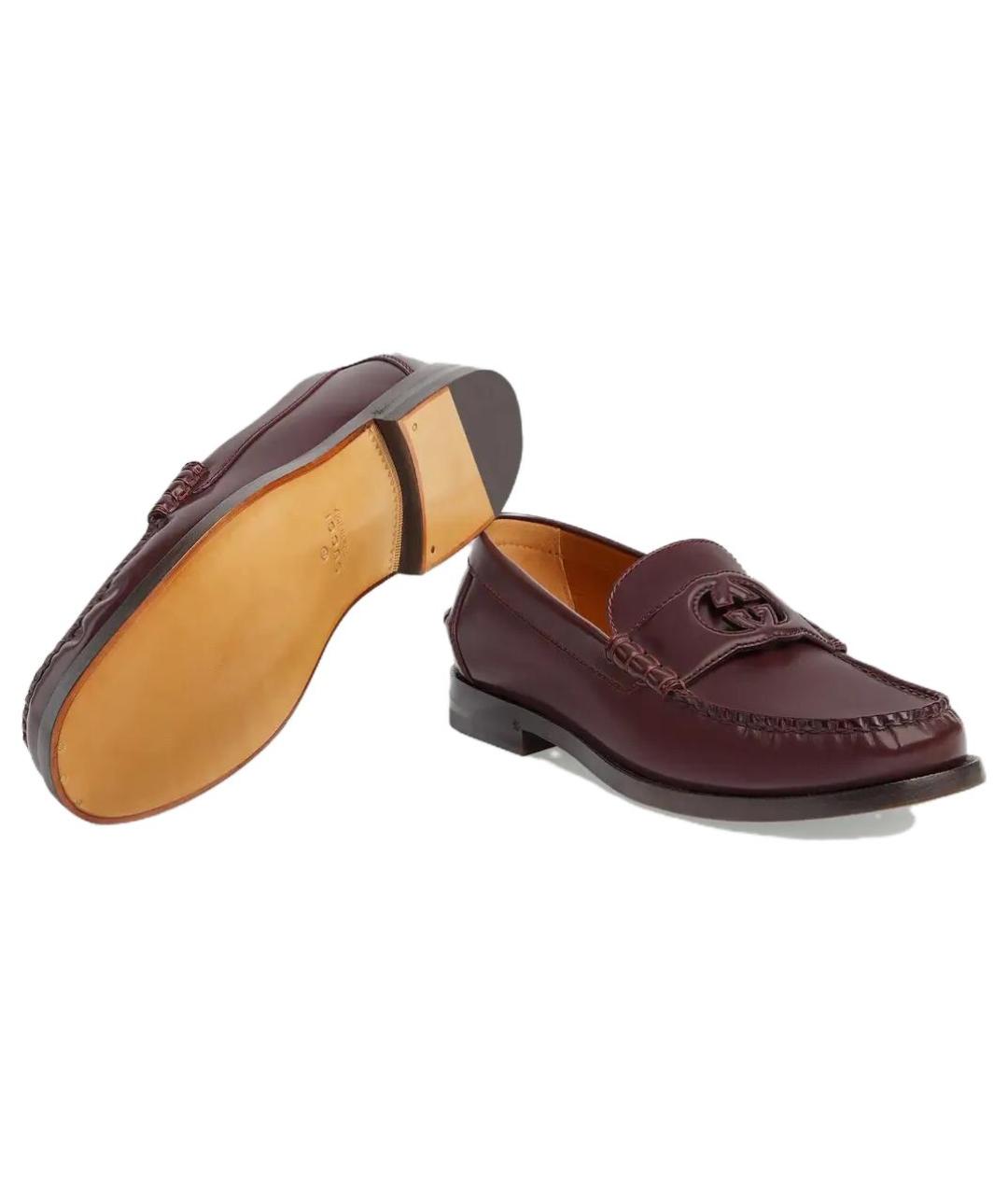 GUCCI Бордовые кожаные лоферы, фото 5