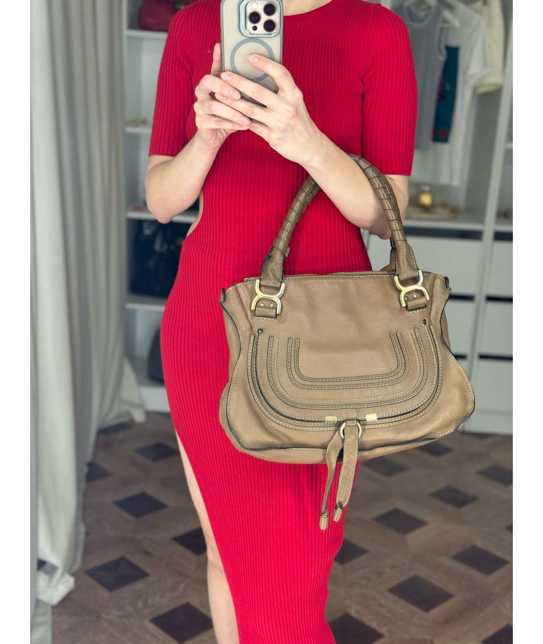 CHLOE Коричневая кожаная сумка тоут, фото 2