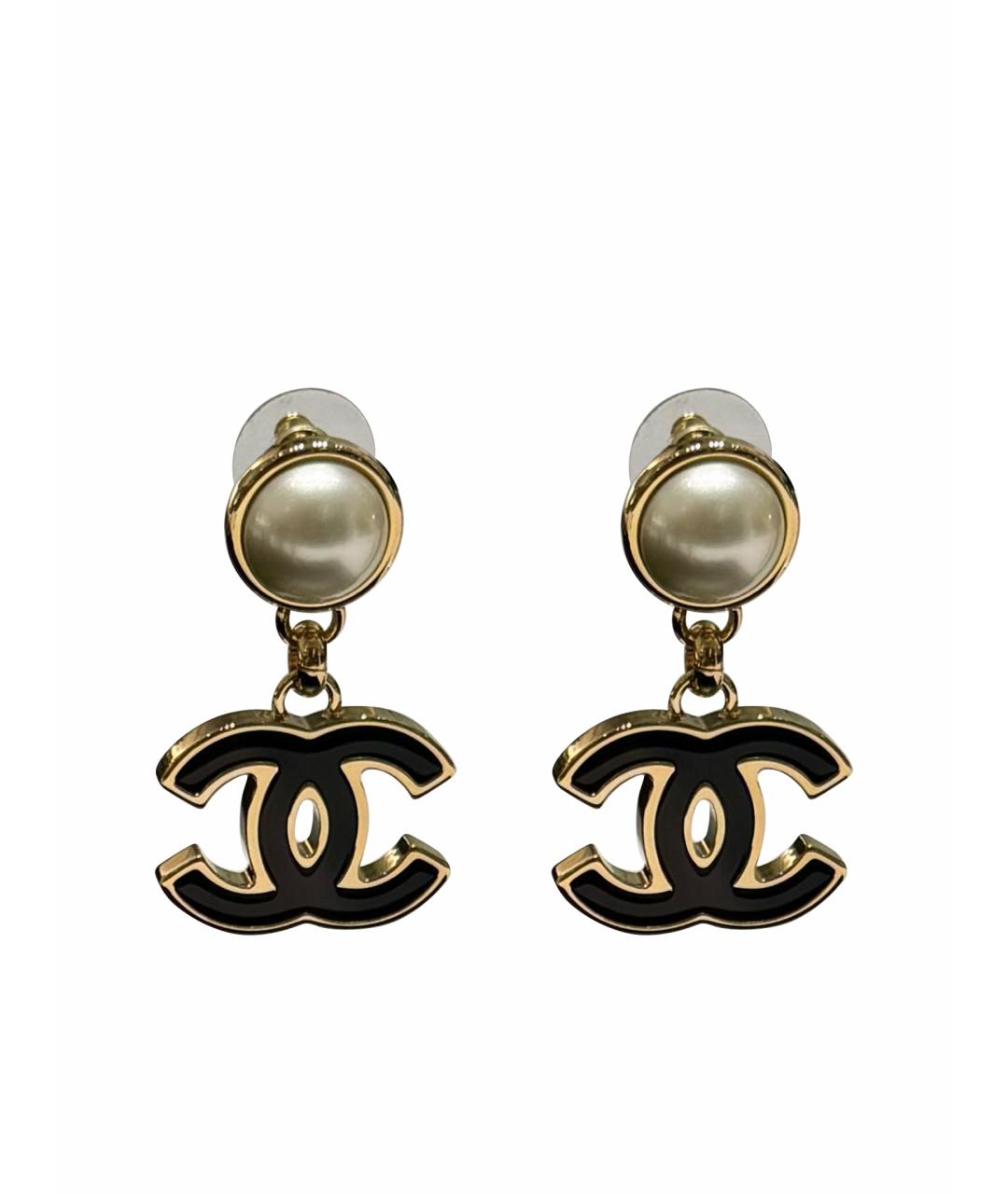 CHANEL Черные металлические серьги, фото 1