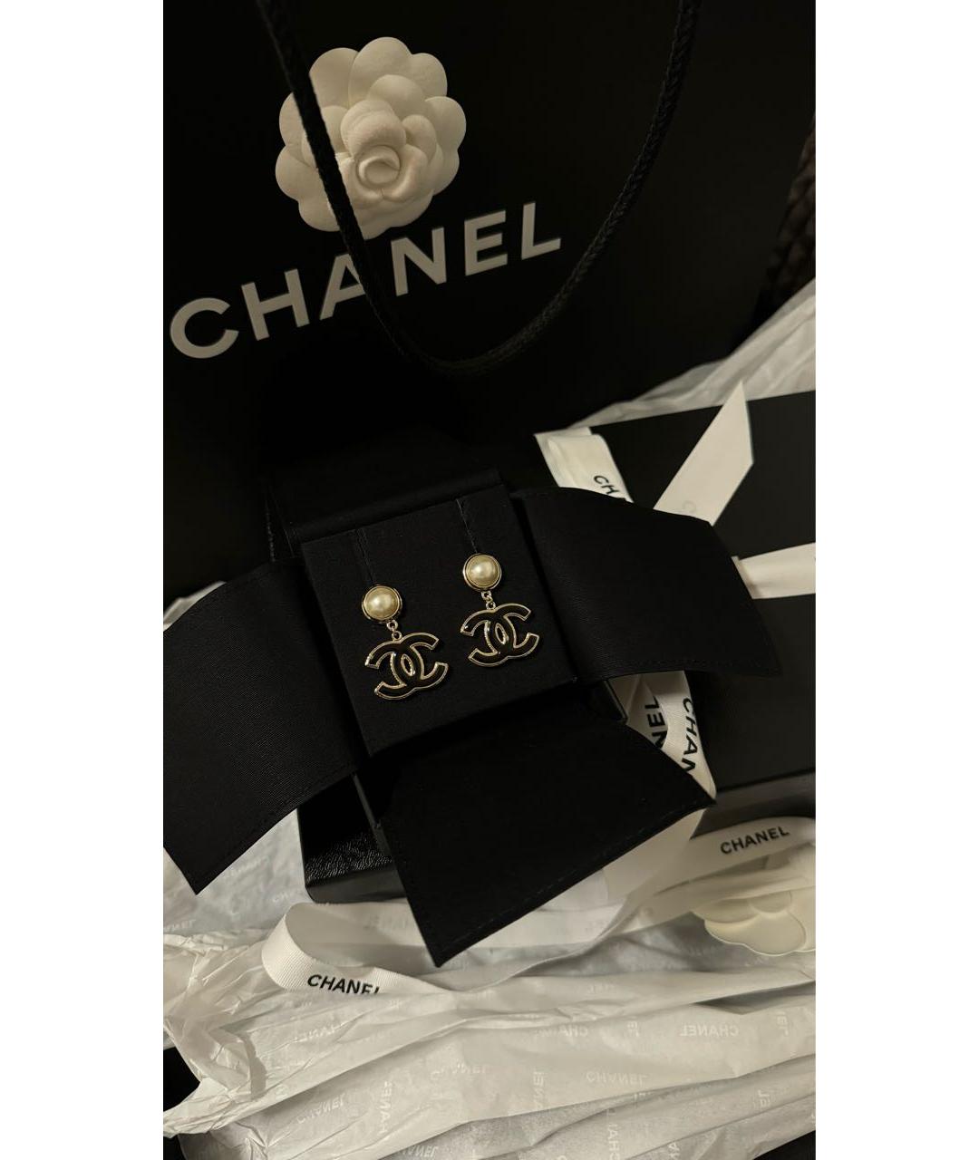 CHANEL Черные металлические серьги, фото 2