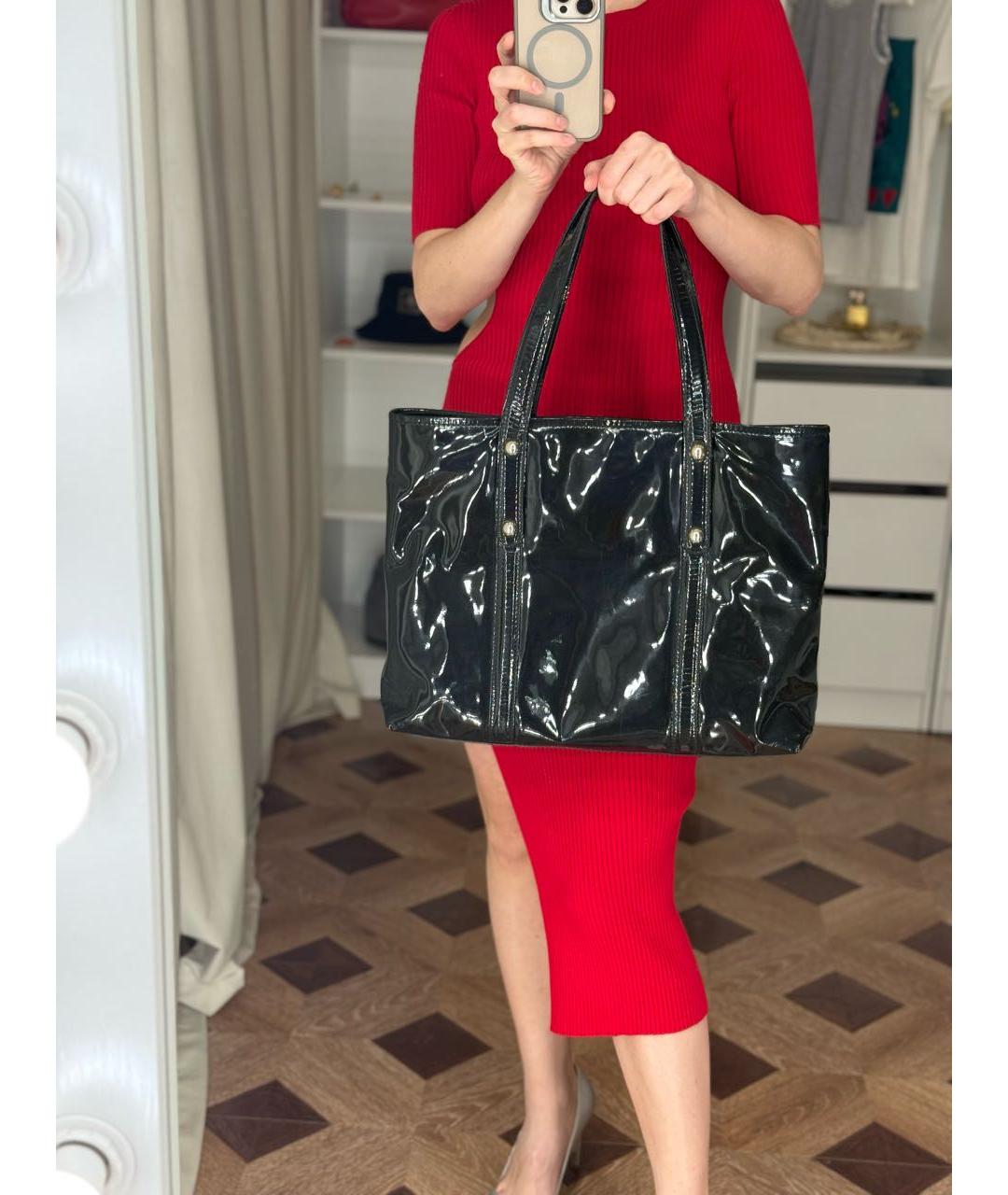 DOLCE&GABBANA Черная сумка тоут из лакированной кожи, фото 2