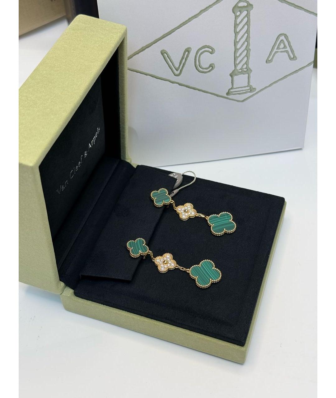 VAN CLEEF & ARPELS Зеленые серьги из желтого золота, фото 3