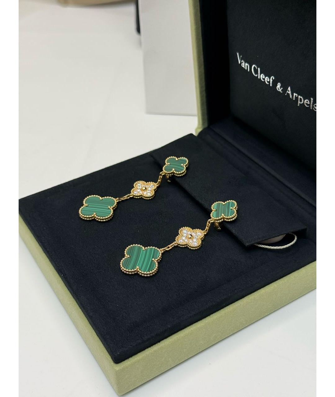 VAN CLEEF & ARPELS Зеленые серьги из желтого золота, фото 4