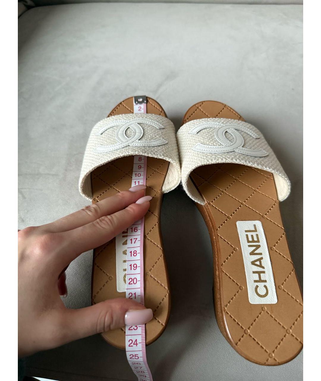 CHANEL Белые текстильные сабо, фото 5