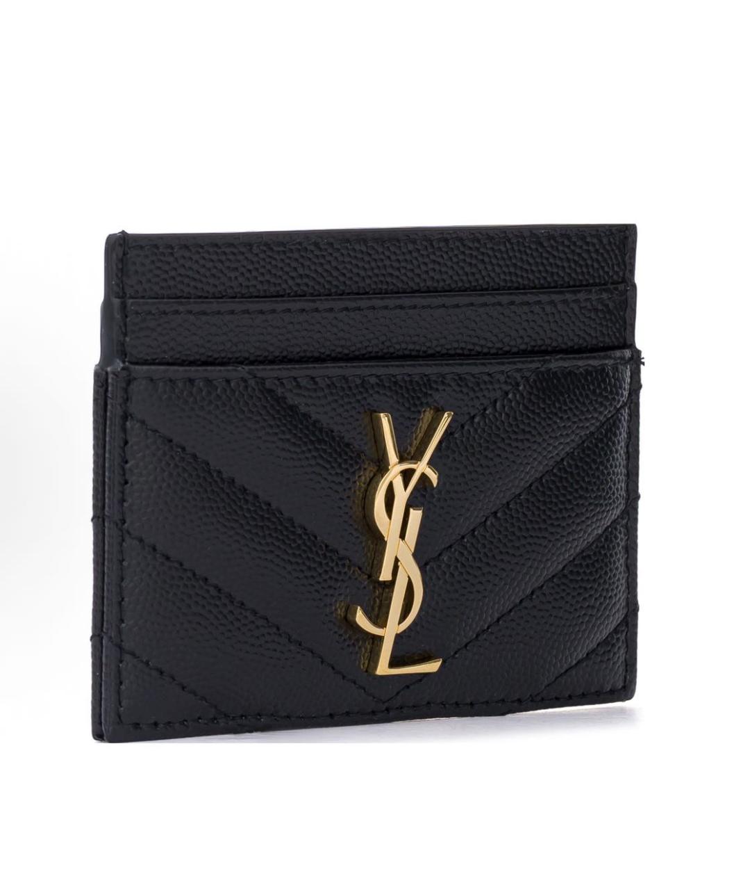 SAINT LAURENT Черный кожаный кардхолдер, фото 3