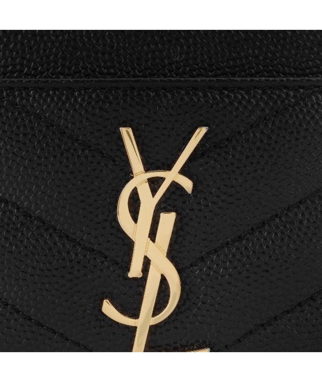 SAINT LAURENT Черный кожаный кардхолдер, фото 7