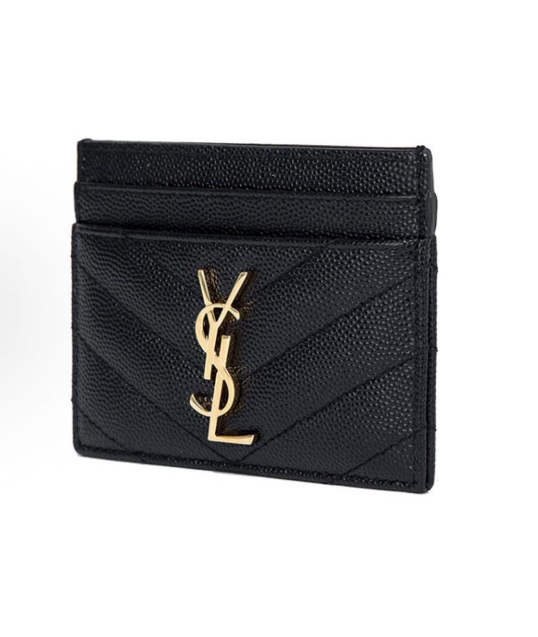 SAINT LAURENT Черный кожаный кардхолдер, фото 2