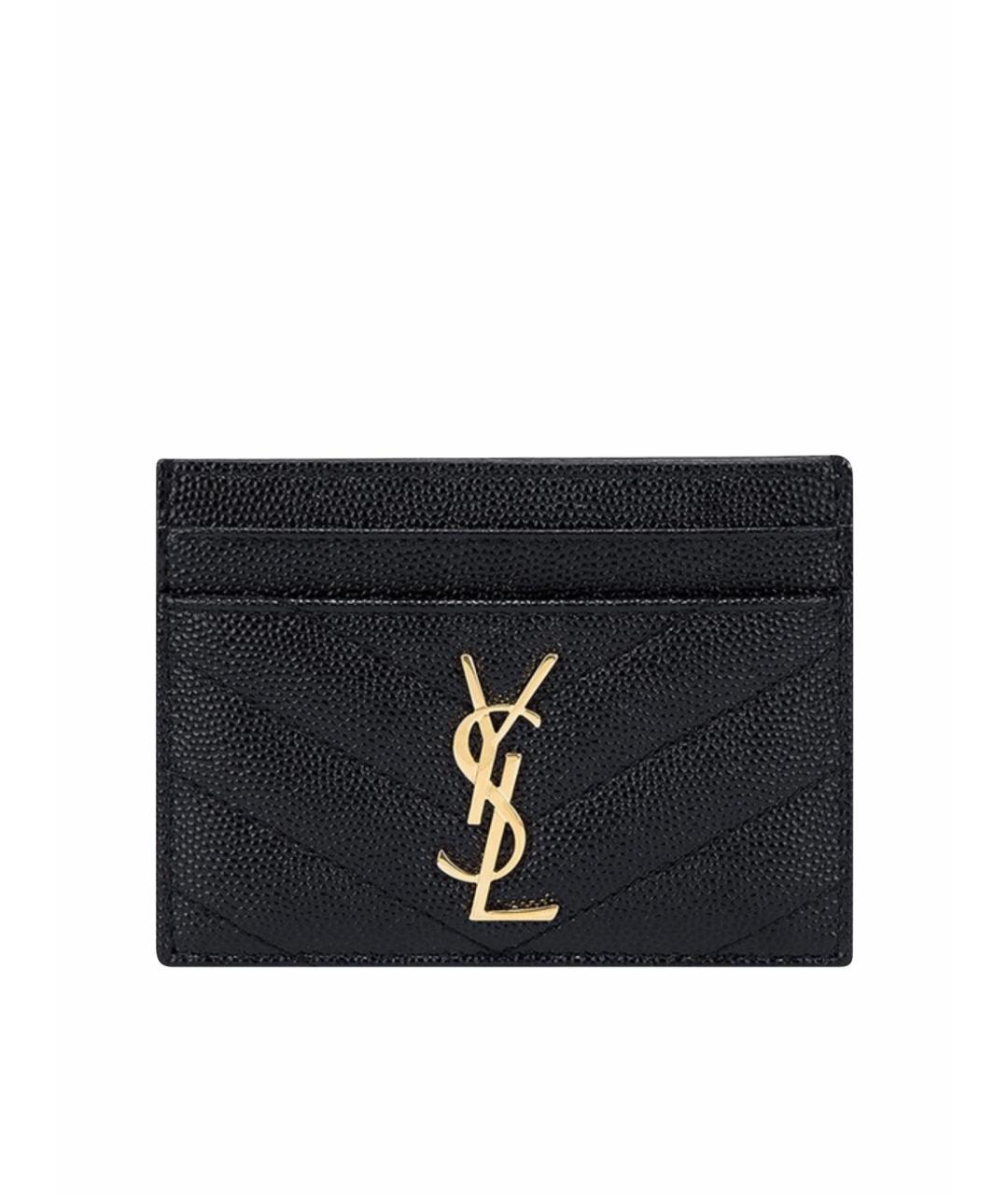 SAINT LAURENT Черный кожаный кардхолдер, фото 1