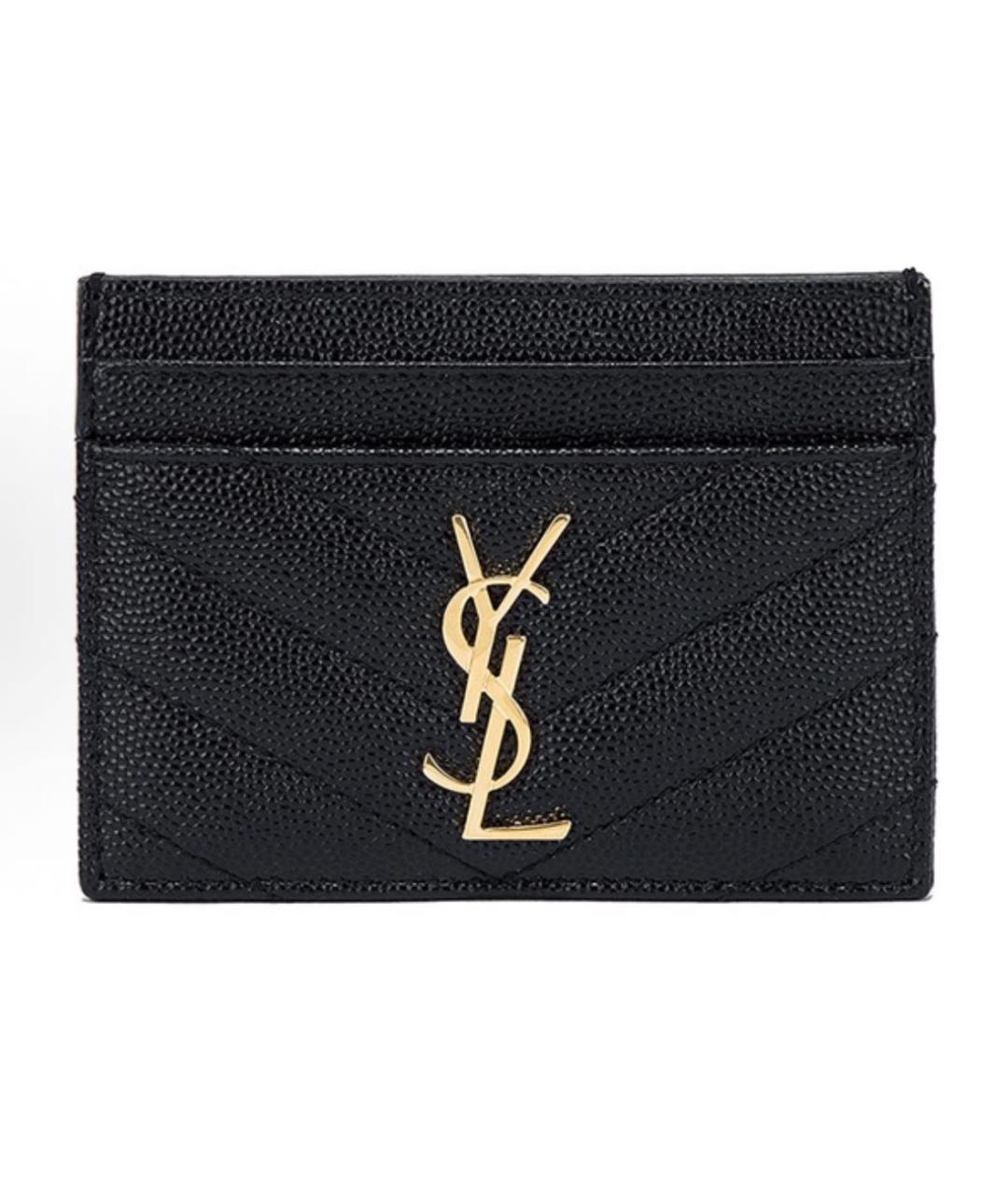 SAINT LAURENT Черный кожаный кардхолдер, фото 8