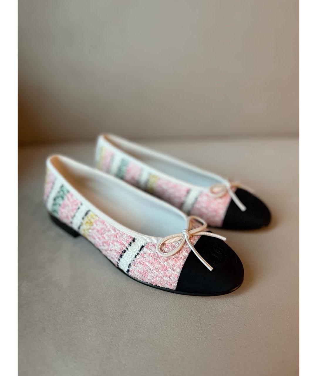 CHANEL Розовые текстильные балетки, фото 6