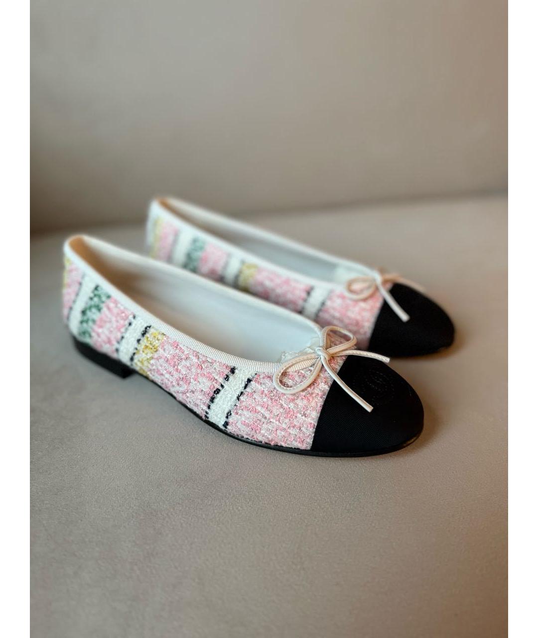 CHANEL Розовые текстильные балетки, фото 9
