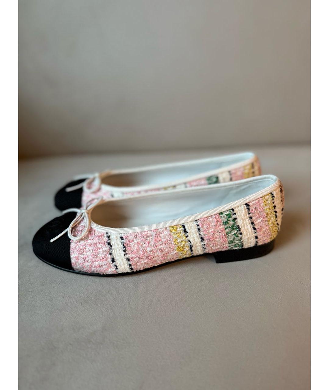CHANEL Розовые текстильные балетки, фото 7