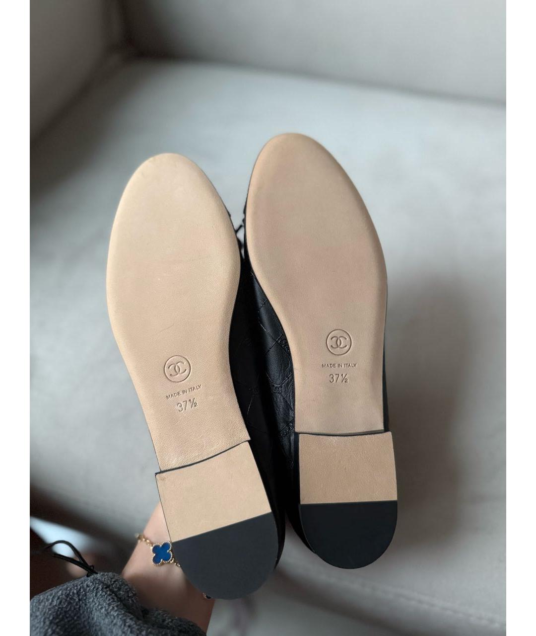 CHANEL Черные кожаные балетки, фото 3