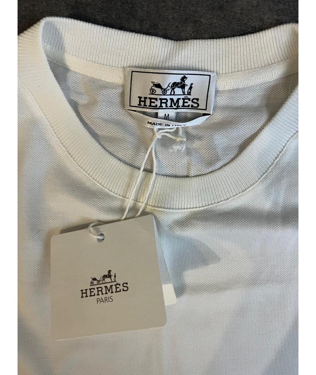 HERMES Белая хлопковая футболка, фото 3