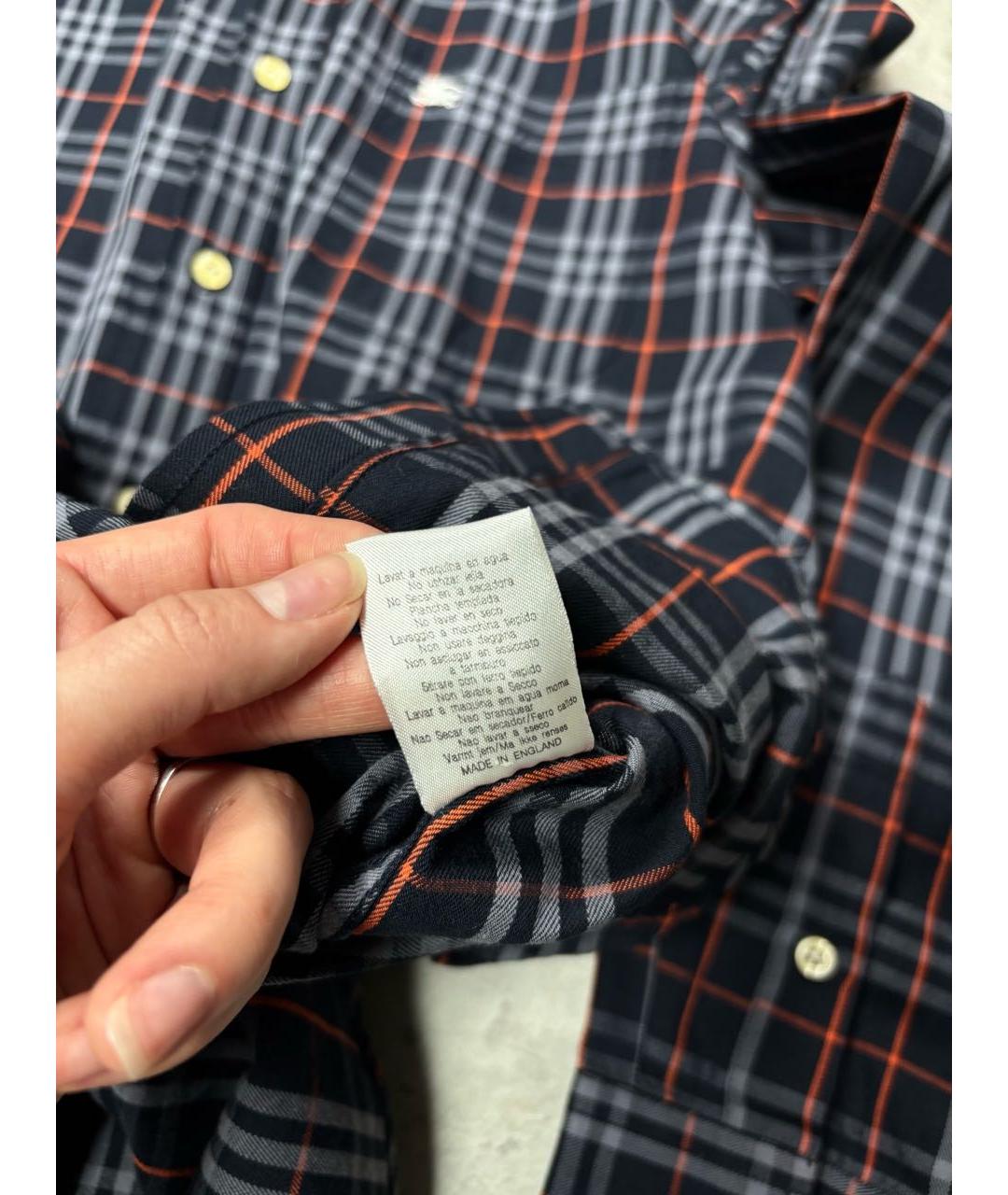 BURBERRY Темно-синяя хлопковая кэжуал рубашка, фото 6