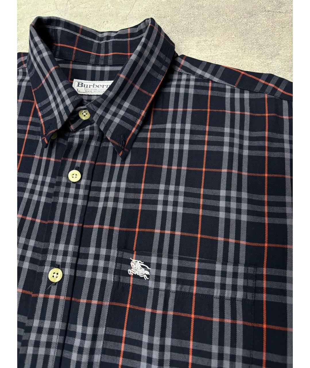 BURBERRY Темно-синяя хлопковая кэжуал рубашка, фото 3