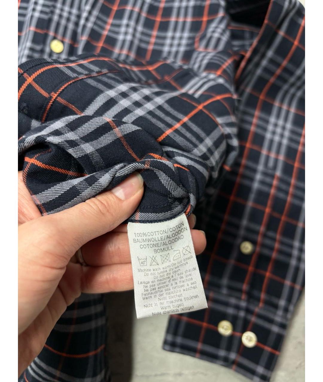 BURBERRY Темно-синяя хлопковая кэжуал рубашка, фото 5