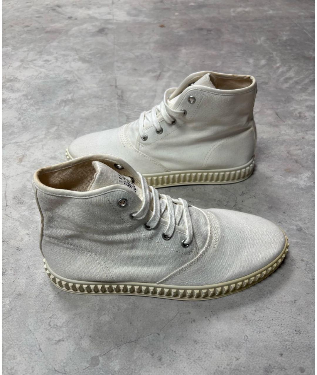 MAISON MARGIELA Бежевые текстильные высокие кроссовки / кеды, фото 4