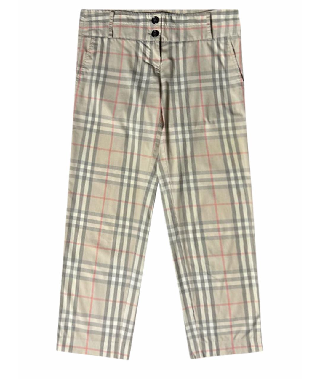 BURBERRY Бежевые хлопко-эластановые бриджи, фото 1