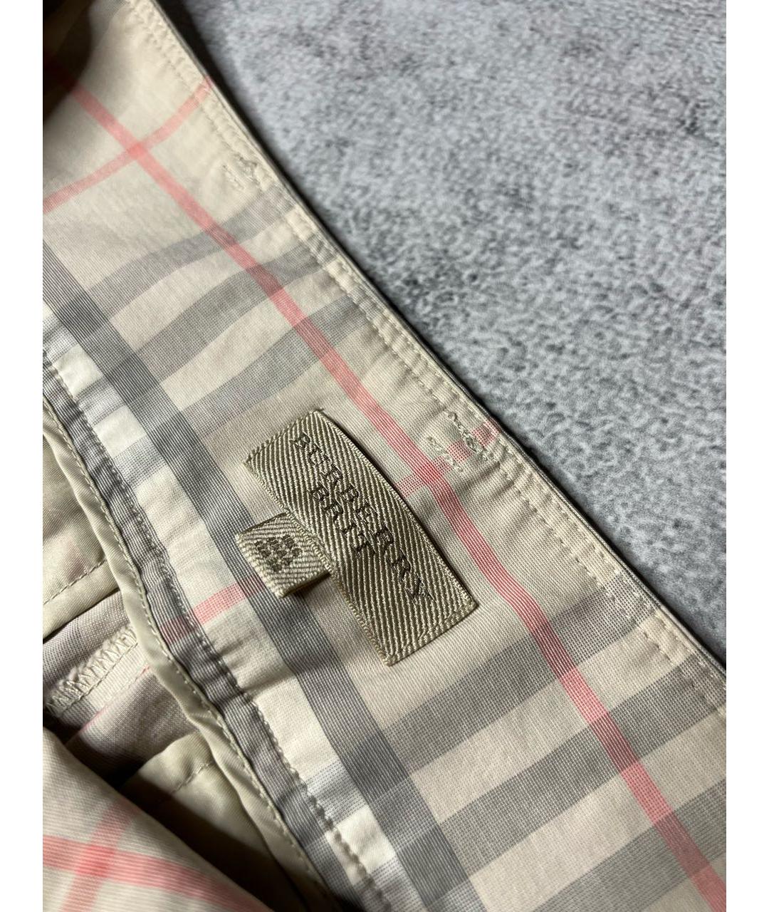 BURBERRY Бежевые хлопко-эластановые бриджи, фото 6