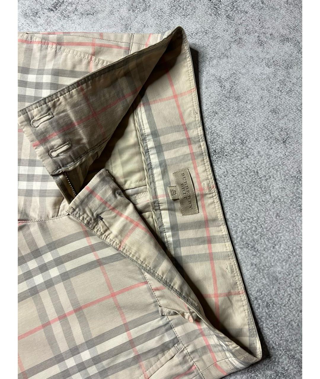 BURBERRY Бежевые хлопко-эластановые бриджи, фото 5