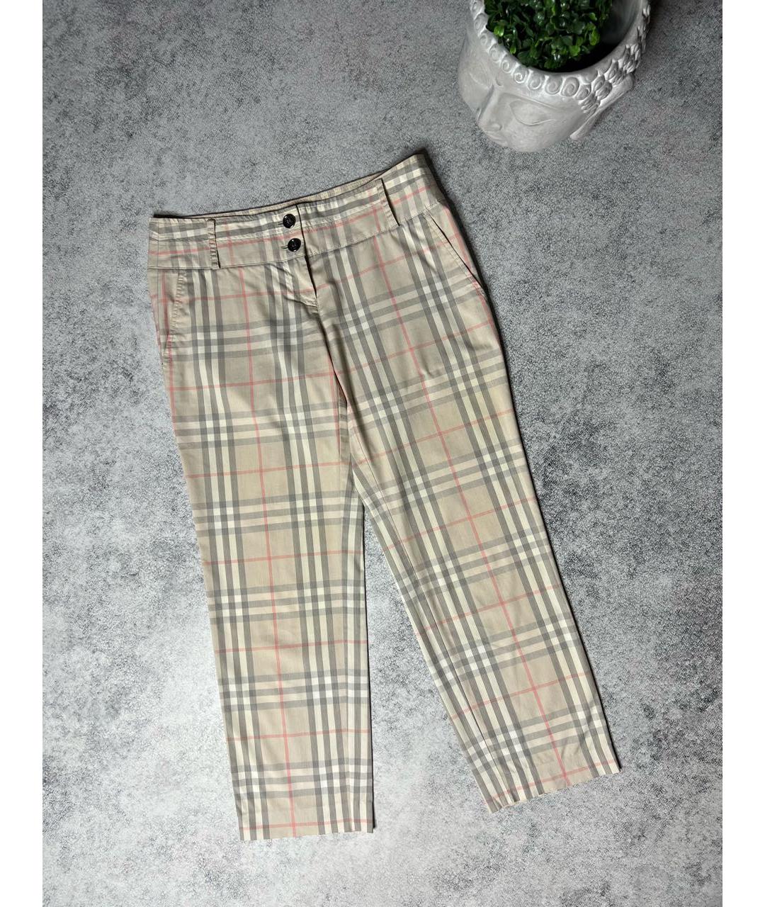 BURBERRY Бежевые хлопко-эластановые бриджи, фото 8