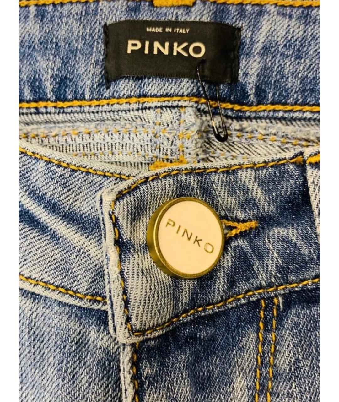 PINKO Голубые хлопковые джинсы слим, фото 4