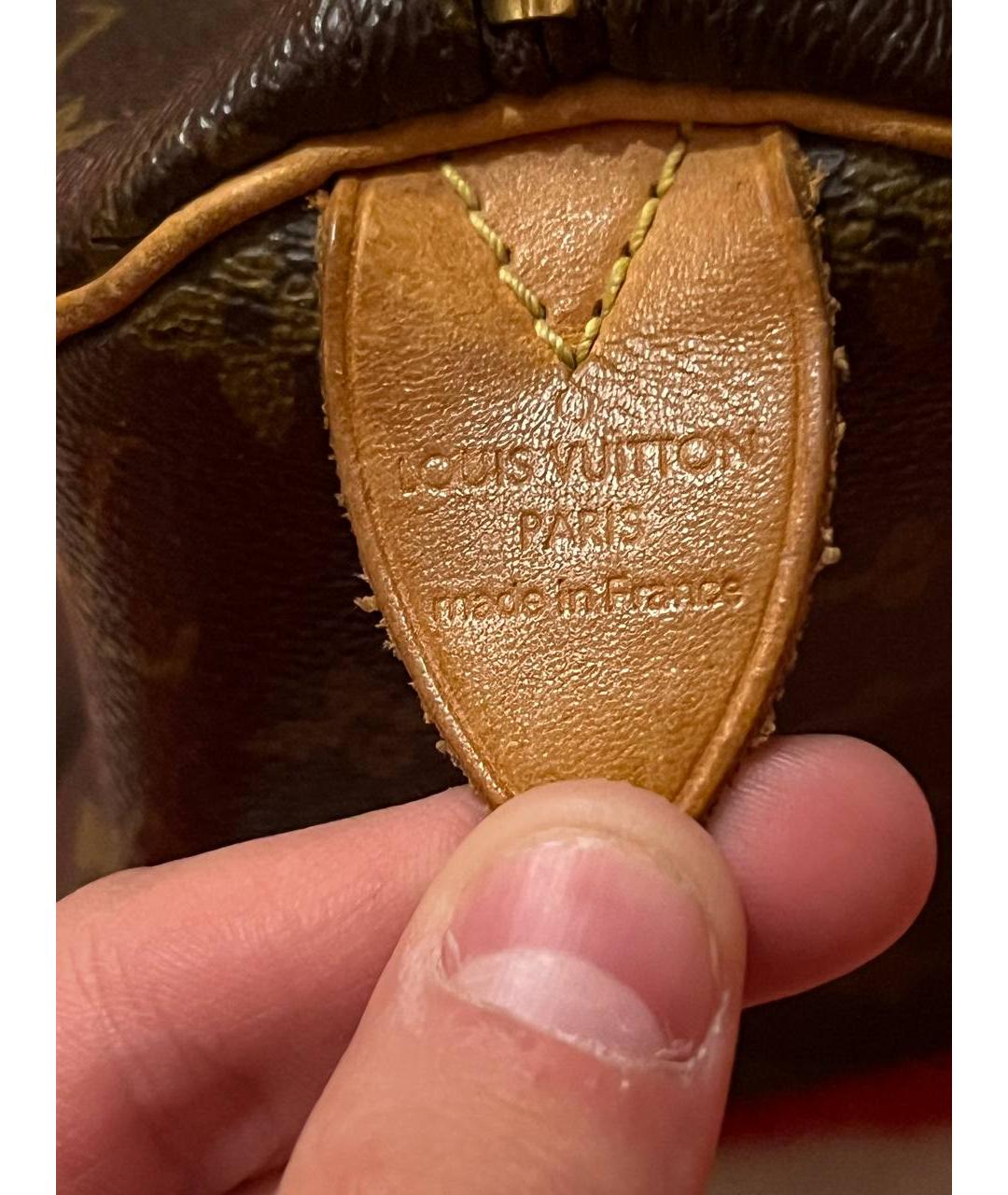 LOUIS VUITTON Коричневая кожаная сумка с короткими ручками, фото 5